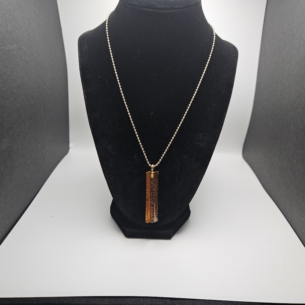 Gold Glitter Cylinder Necklace